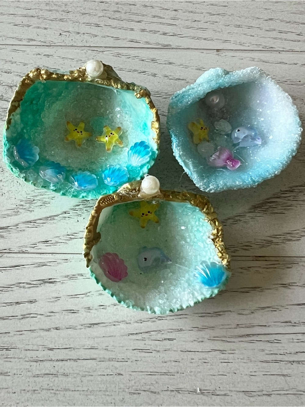 Handmade Sea Shell Trinket Dishes - Set of 3